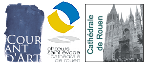 Logos for Courant d'art, choeurs saint évode and the Cathédrale de Rouen